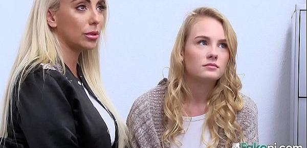  Two hot blondies get caught after they